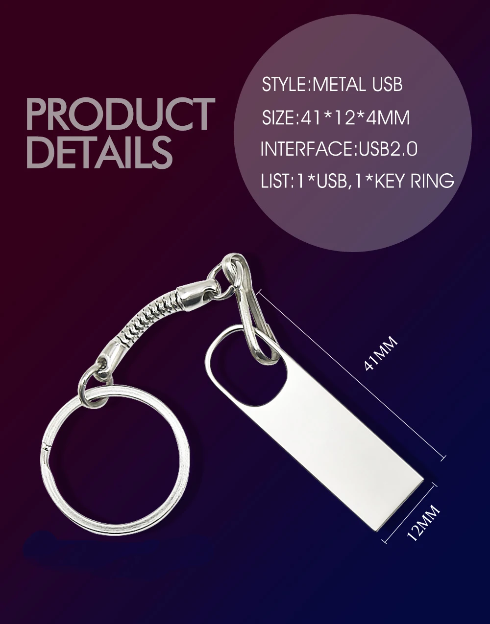 Waterproof Metal Silver usb flash drive pen drive 64GB 32GB 16GB 8GB 4GB pendrive with key ring u disk memory disk usb 2.0 - ANKUX.COM