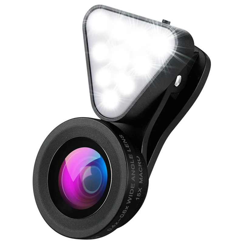 Mobile Phone Camera Lens With Free Led Flash Light Universal Clip,Top