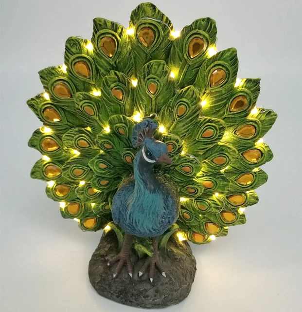 Resin Decoration Craft Regal Peacock Solar Led Garden Light - Buy ...