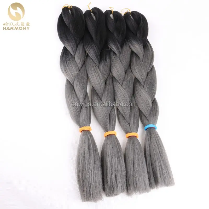 New Arrive Ombre Synthetic Braiding Hair Black Dark Grey Color