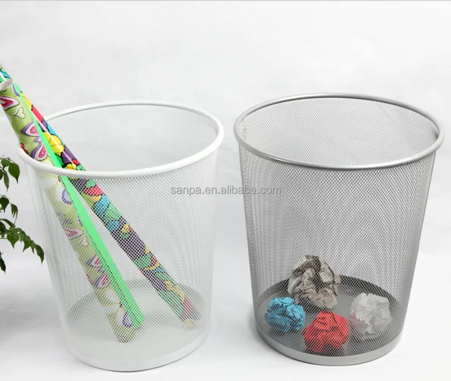 modern high quality metal mesh open waste trash bin waste paper