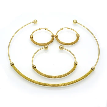 Latest Design Jewelry Sets 316l Stainless Steel Silk Thread Bangles Latest Design Jewelry Sets 316l Stainless Steel Silk Thread Bangles Earrings Necklace Set Women Making