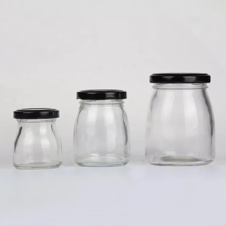 Yogurt Jar 100ml 200ml Wholesale Pudding Glass With Metal Lid Screw Cap Pudding Milk Hot