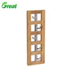 Household Essentials 5-Hook Vertical Bamboo Wall Hooks. Chrome Vertical Wooden Bamboo Coat Rack.