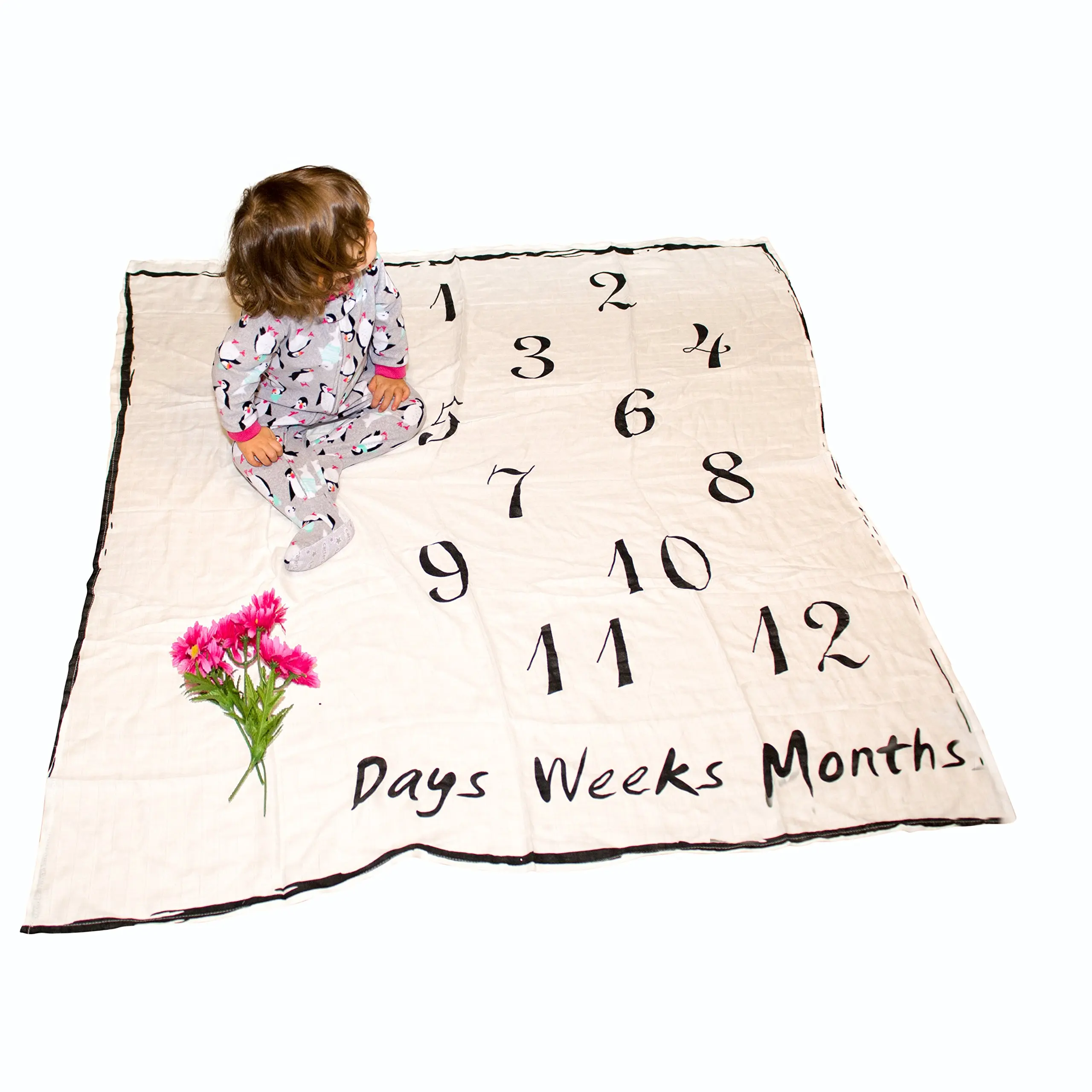 Baby Monthly Milestone Blanket,New baby gift, photo blanket, portrait blankets, white blanket,growth milestone blanket, baby stages blanket, throw blanket, baby development