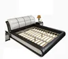 Modern Patchwork Color Genuine Leather King Queen Full Twin Bed Customize Solid Wood Storage Soft Beds