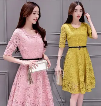 Korean Style Slim Lady Clothes 2017 Spring Long Sleeve Lace Dresses Korean Style Slim Lady Clothes 2017 Spring Long Sleeve Lace Dresses For Women