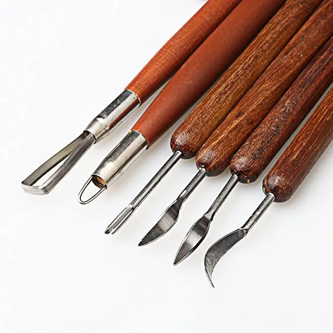 6 Piece Wooden Handle Clay Pottery Tool Sculpting Tools Set Buy