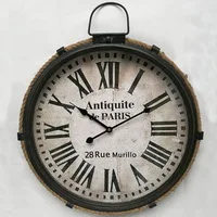 20" and 24" retro vintage iron wall clock decorative antique metal for living room bedroom office use