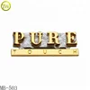 Topwin made metal separate letter label gold metal plate logo for handbags