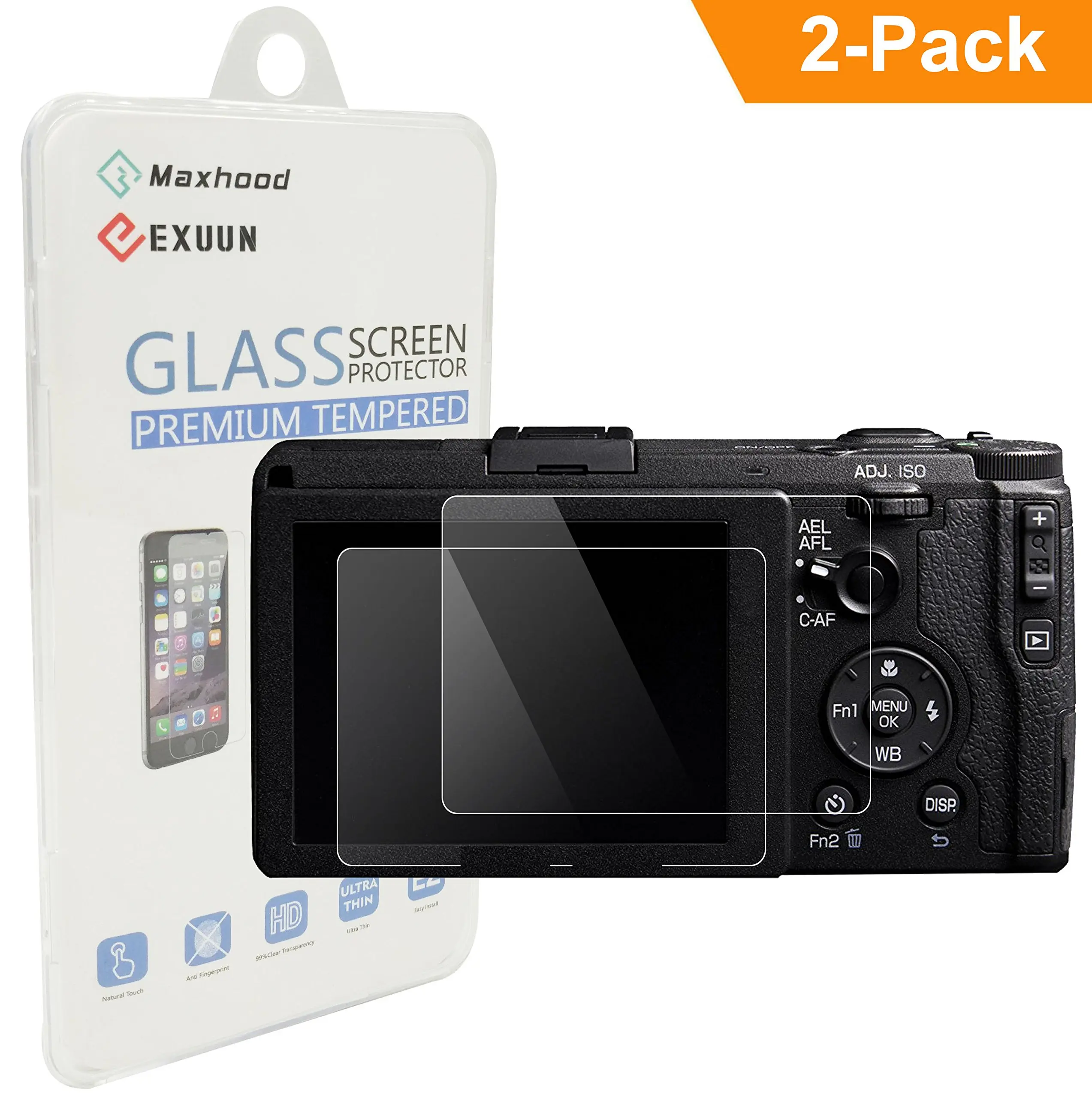 Get Quotations · (2-Pack) Ricoh GR Tempered Glass Screen Protector, Exuun  Optical 9H Hardness