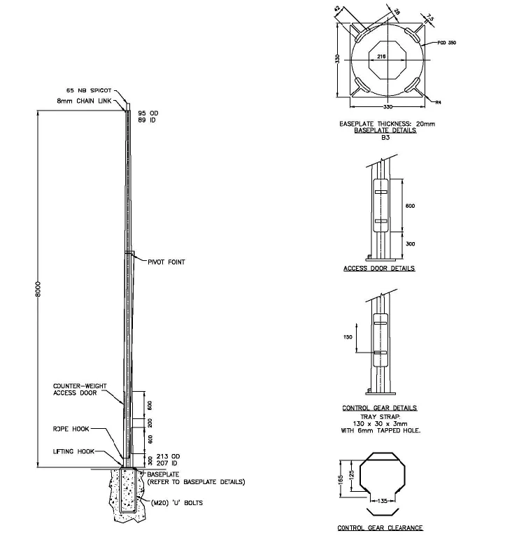 8meter-octagonal-mid-hinged-street-light-pole-buy-hinged-street-light