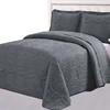 charcoal grey microfiber coverlet set quilted solid lightweight 3 pieces luxurious soft brushed embroidery blanket bedspread