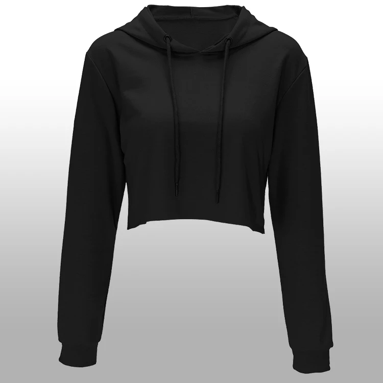 Oem Service Black Workout Hooded Long Sleeve Womens Crop Top - Buy Crop ...