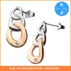 silver rose gold stainless steel double link drop dangle earrings crystal jewellery