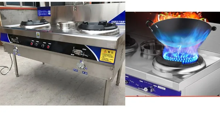 Queimador Fogão a gás industrial de dois wok Equipamentos de restaurante Suporte de queimador wok chinês Fogão a gás fogão a gás