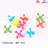Playing Game 8 Jacks & Ball Set Plastic Jacks and Colored High Bouncing Ball