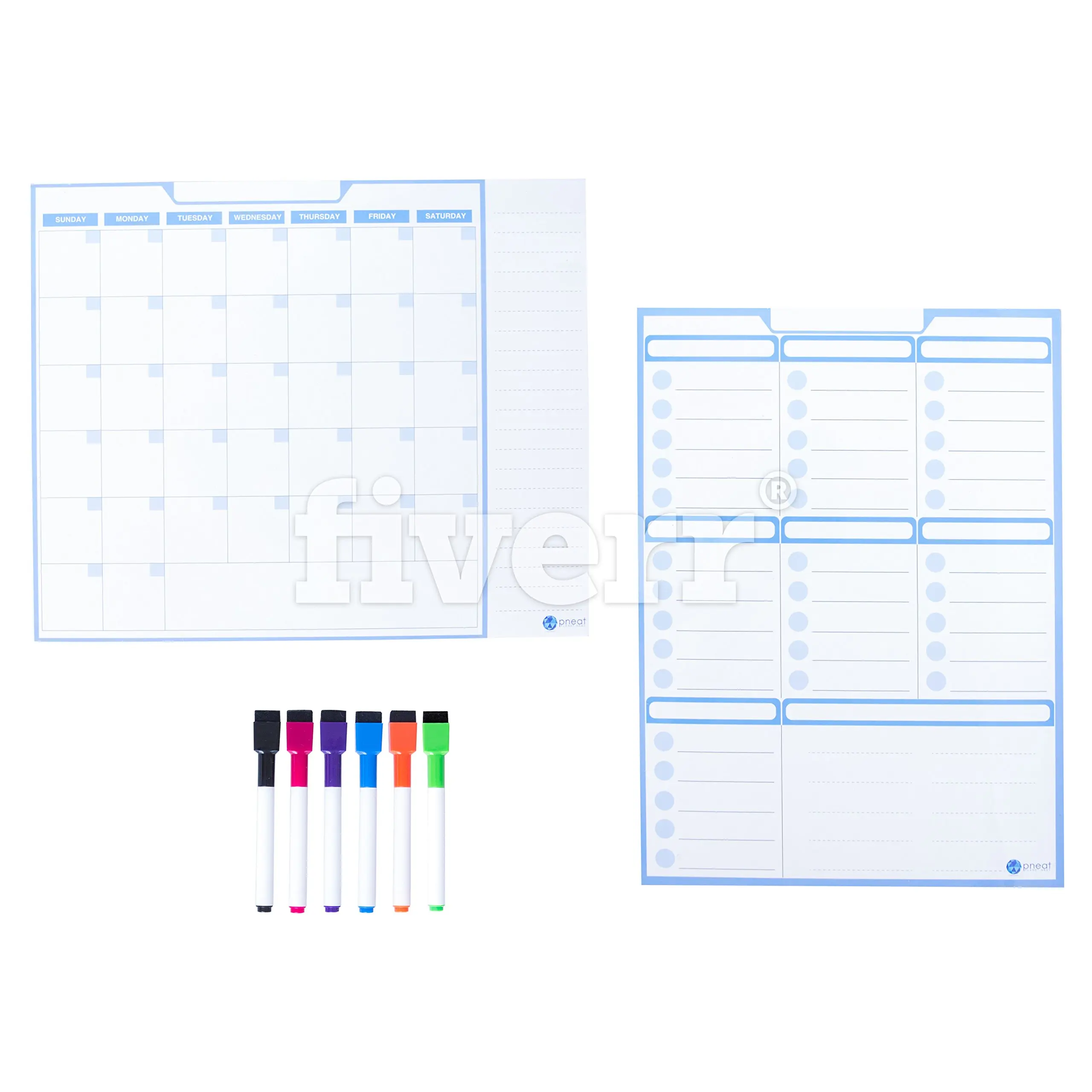 PAPRMA Dry Erase Monthly Calendar Set for Kitchen Refrigerator 1 Marker// Best Smart Planners 16 x 12 Large Magnetic Black Board 2 Erasers