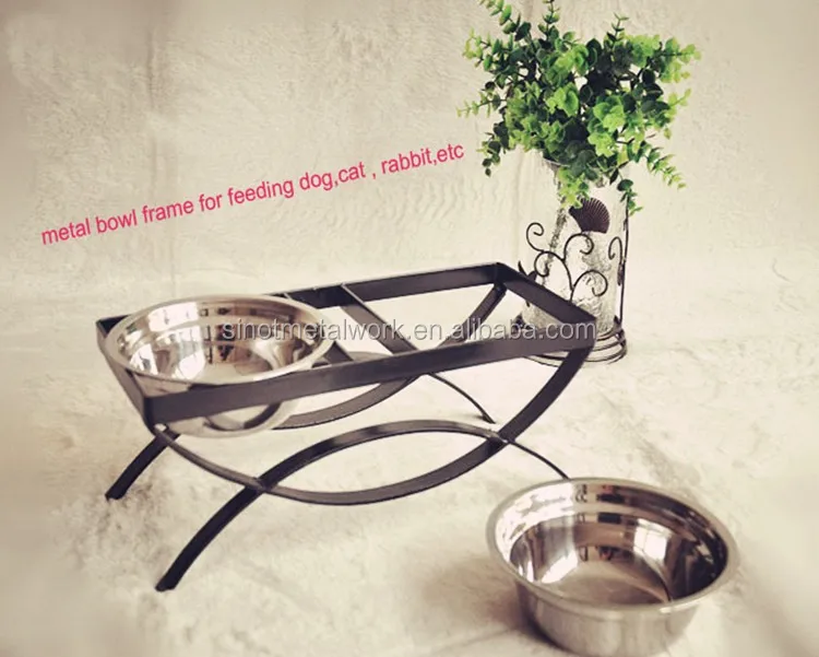 Tall Wrought Iron Single Dog Food Stand Custom Single Elevated Dog Bowl