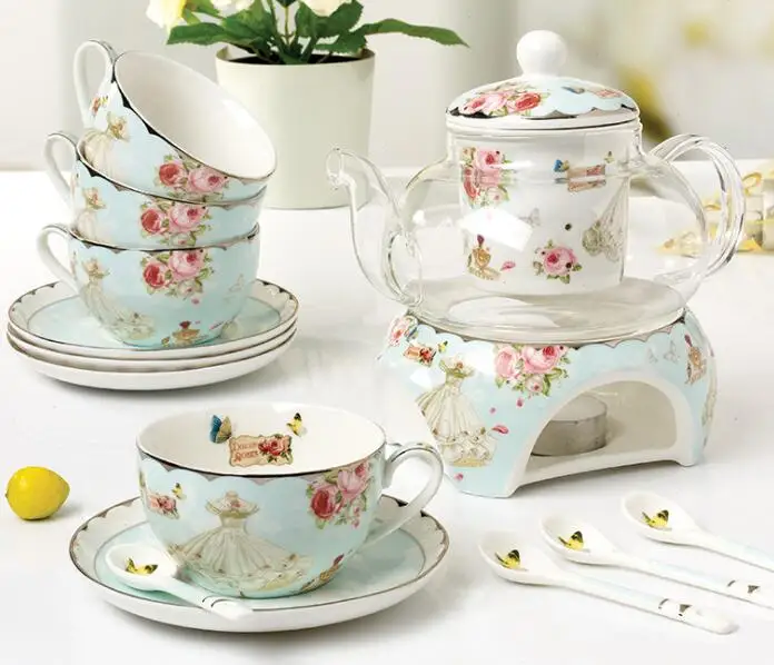 Cts005 Ceramic Bone China Tea Set With Glass Teapot Buy Porcelain