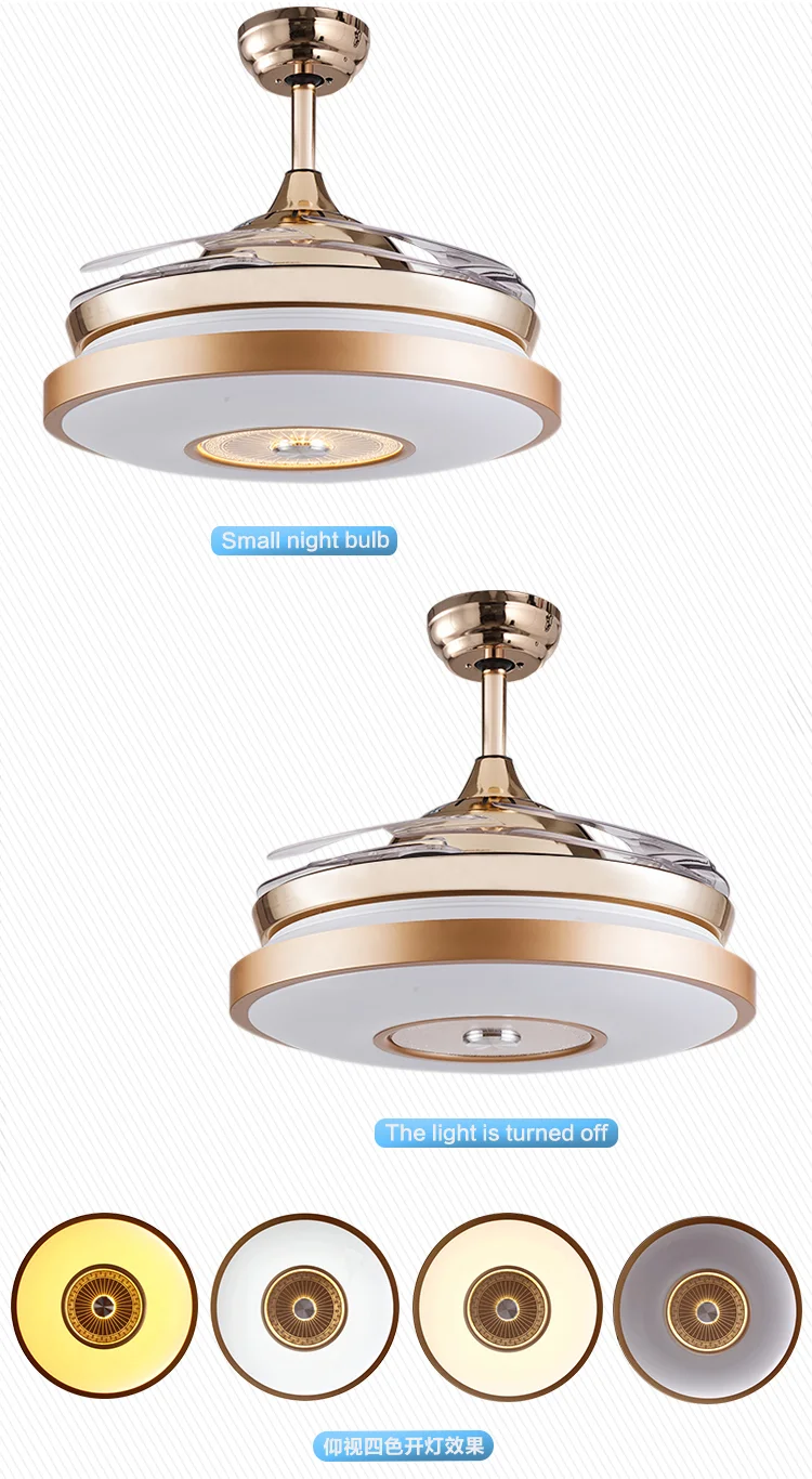 Decorative Invisible Ceiling Fan Light with Hidden Blades Remote Control for Living Room