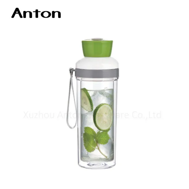 350 ml Double wall Glass Tea Bottle office with Stainless steel lids