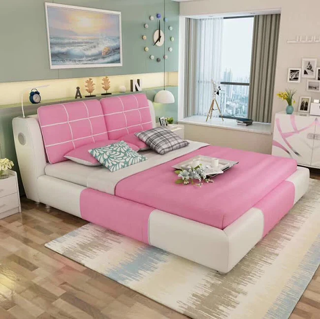 ピンク色現代生地王女の寝室セット女の子ベッド Buy 女の子ベッド王女のベッド ピンクのベッド Product On Alibaba Com