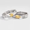 Original designer two tone jewelry silver 925 couple puzzle ring