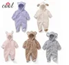 baby animal romper for infant warm hooded baby jumpsuit winter