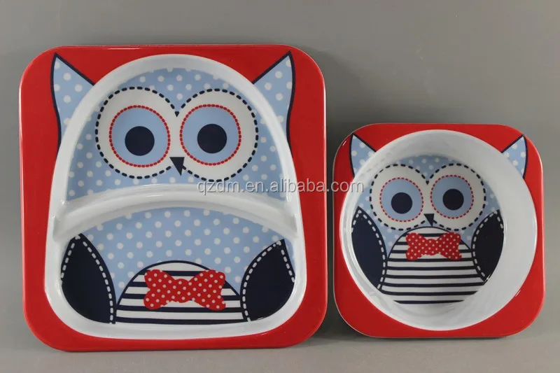 2pcs Square Melamine Kid's Dinnerware set , melamine Baby dinner set