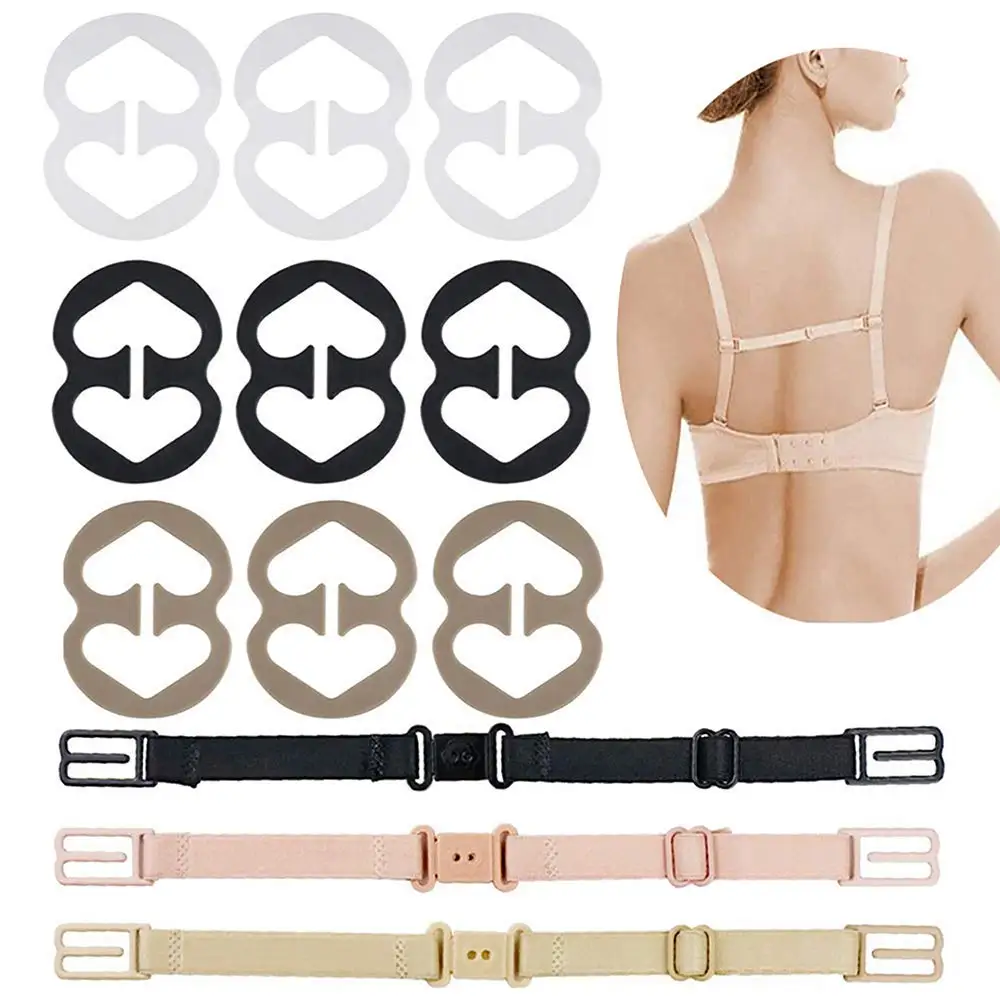 White and Black ) 6 Pieces Bra Strap Clips Elastic Adjustable Non-Slip Strap Holder Conceal Straps Cleavage Control (Beige Conceal Straps