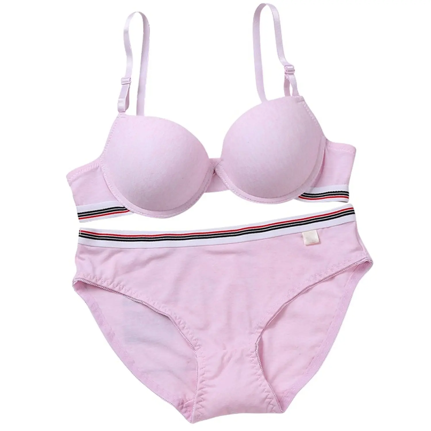 Etosell Womens Teen Girls Solid Stripe Bra Sets Push-up Bra and Panty Set