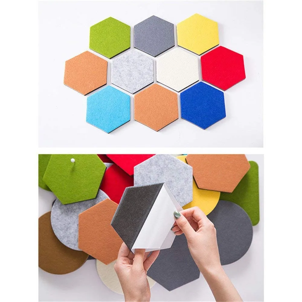Colorful Felt Wall Tiles Hexagon Type Memo Board For Wall Decoration