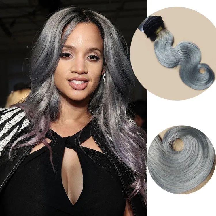 Xbl Brazilian Remy Human Hair Weave Vendors Two Tone Color 1b/gray
