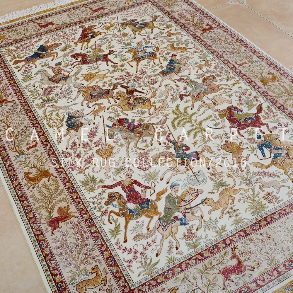 Bild Teppich Handgeknupfte Jagd Design Persische Agypten Seide