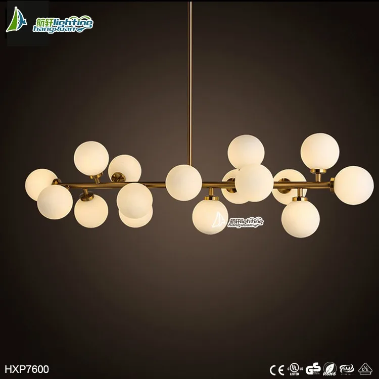 White Glass Ball Rectangular Pendant Light Gold Pendant Light Kitchen