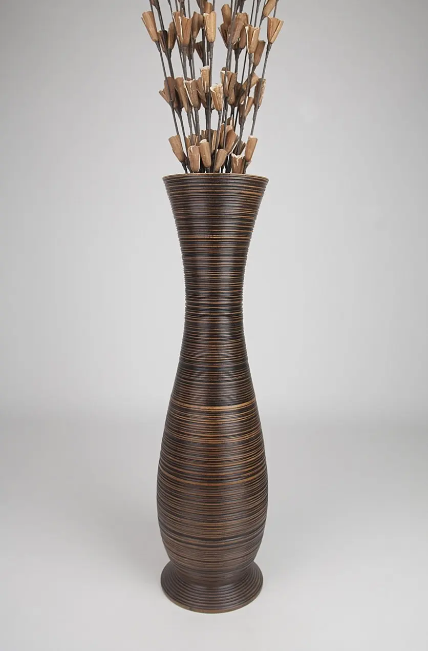 tall floor vase 36 inches wood brown