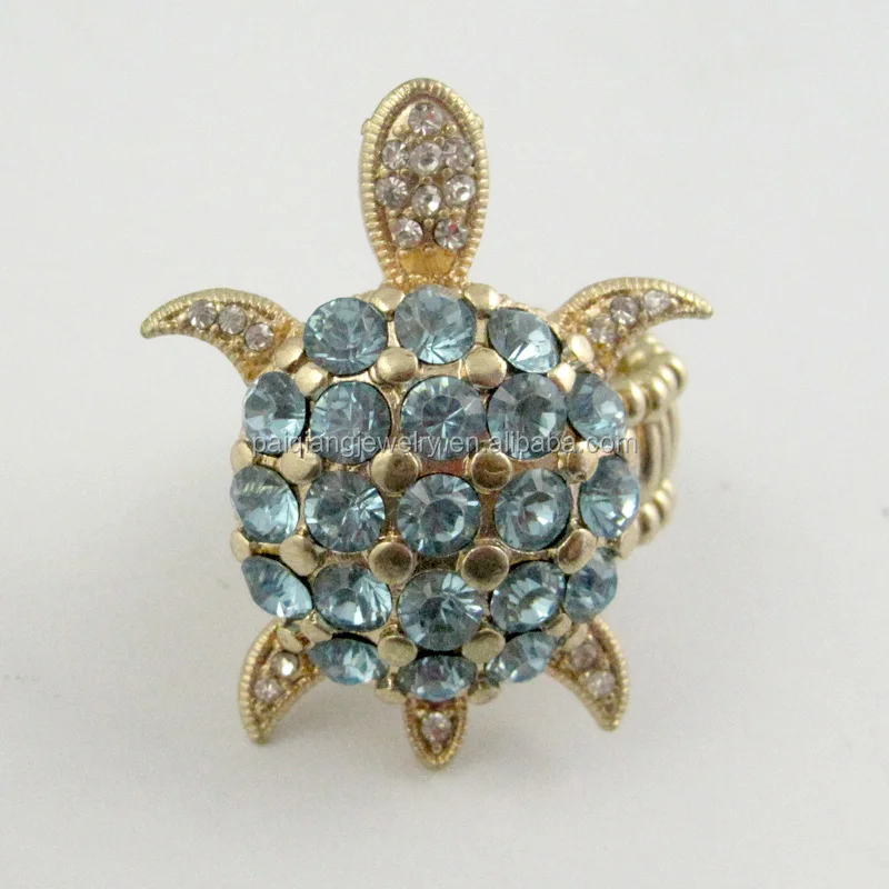 
Wholesale fashion gold plated rhinestone turtle finger ring 