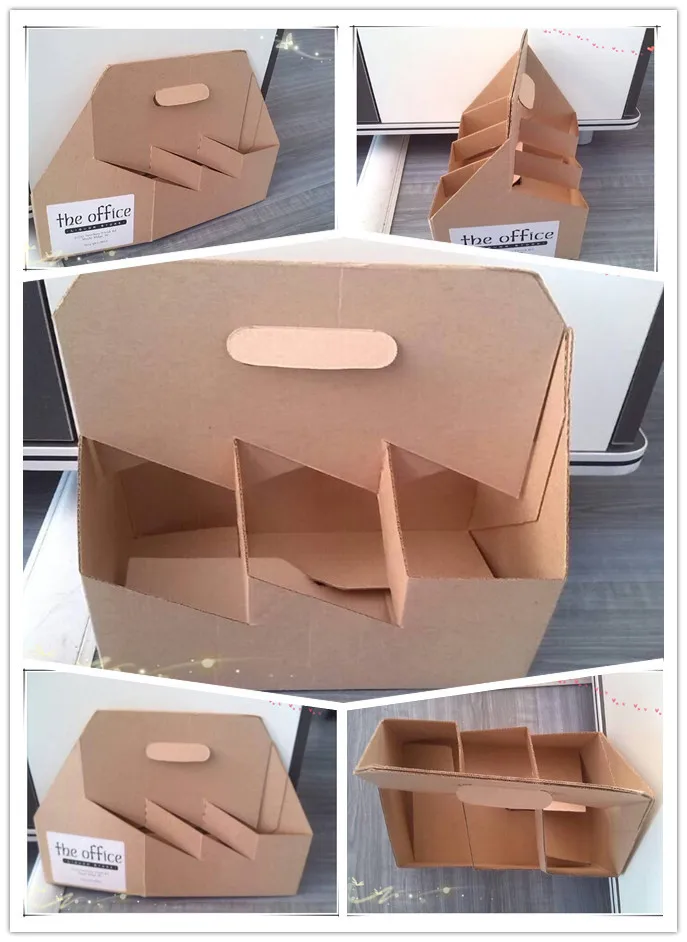 brown color/kraft paper and popular style hand 6 pack beer box