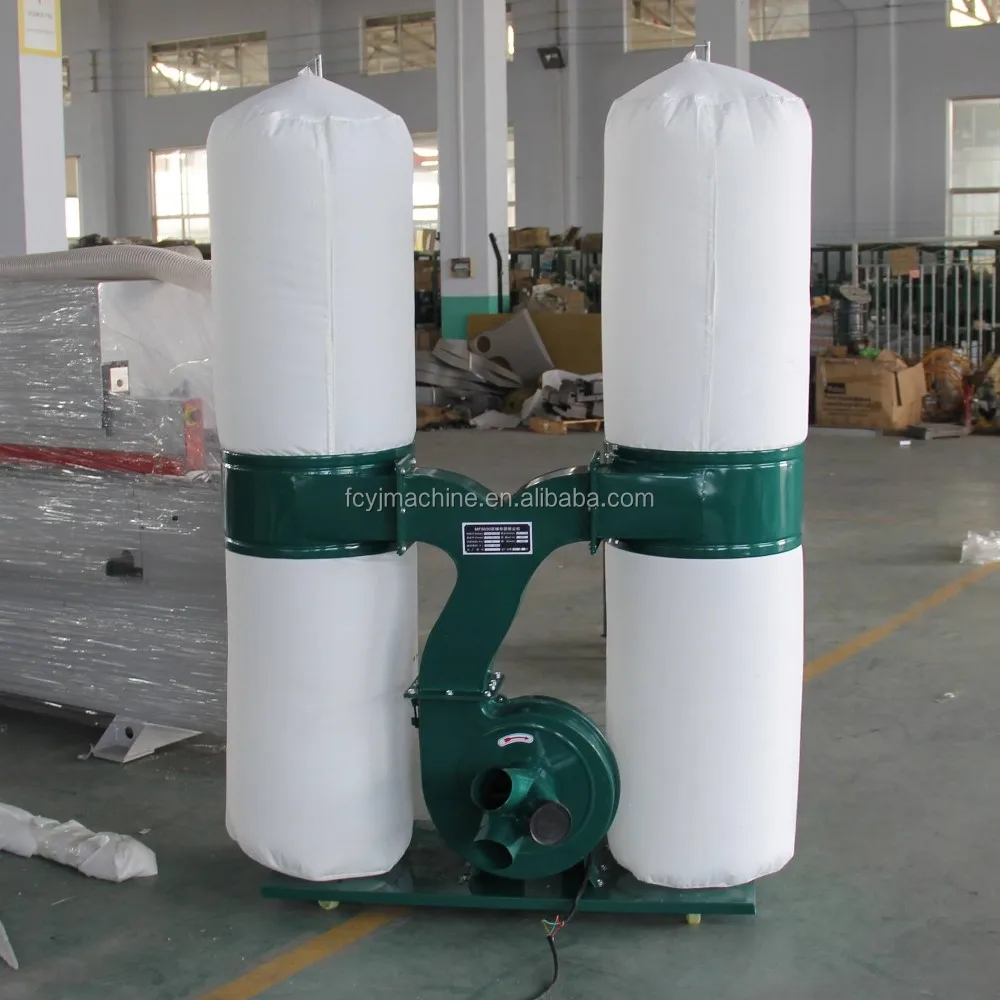 Double Barrel 4 Cloth Bags 3kw Dust Collector For Woodworking Factory