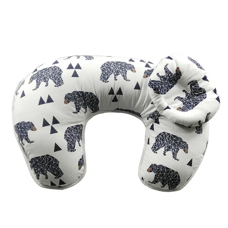 High quality 100% cotton U-shaped baby feeding pillow with small baby heading pillow