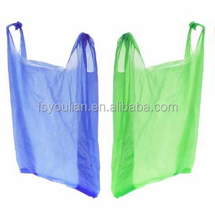 Free sample 100% biodegradable t-shirt plastic handle carry bag for grocery package