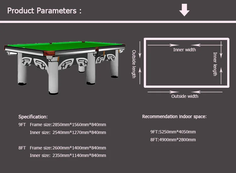 Биллиард стол размер