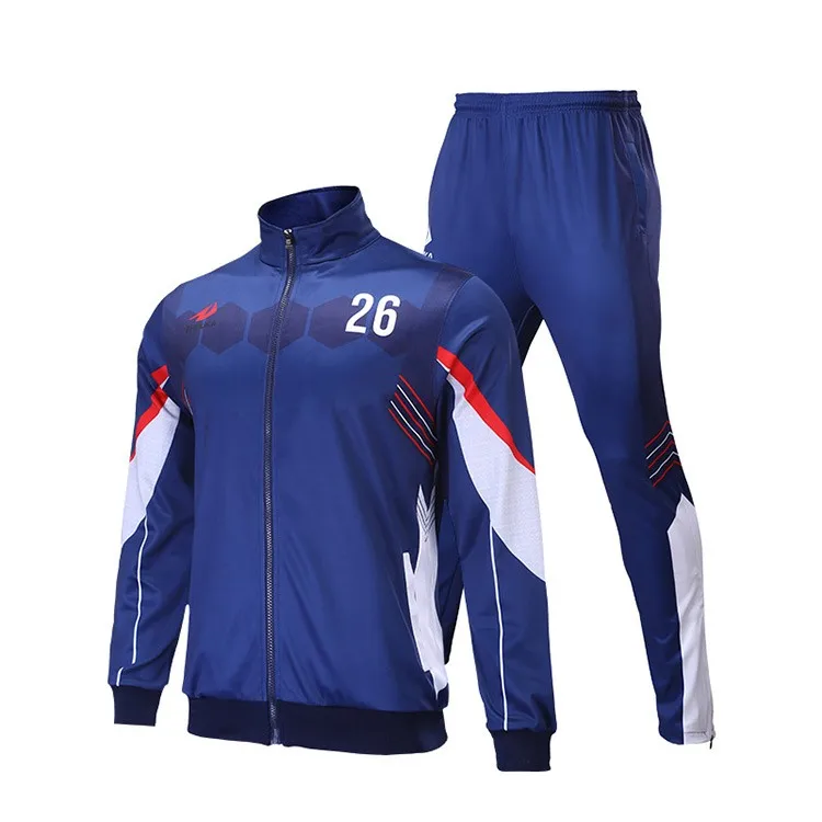 Design Your Own Long Zipper Jogging Suit Sublimation Navy Blue And ...