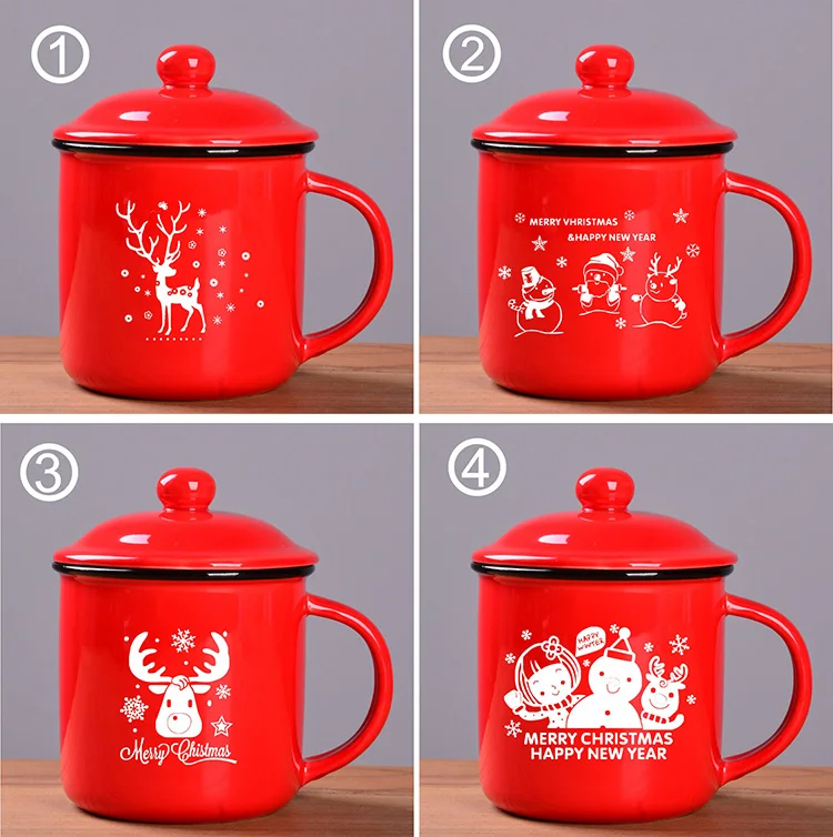 Wholesale Promotional Red Christmas Mug Ceramic Cup