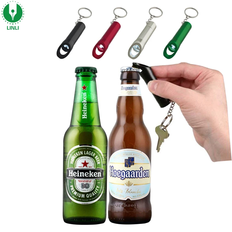 Customized Logo Promotional 3 Led Bottle Opener Keychain Led Light Up