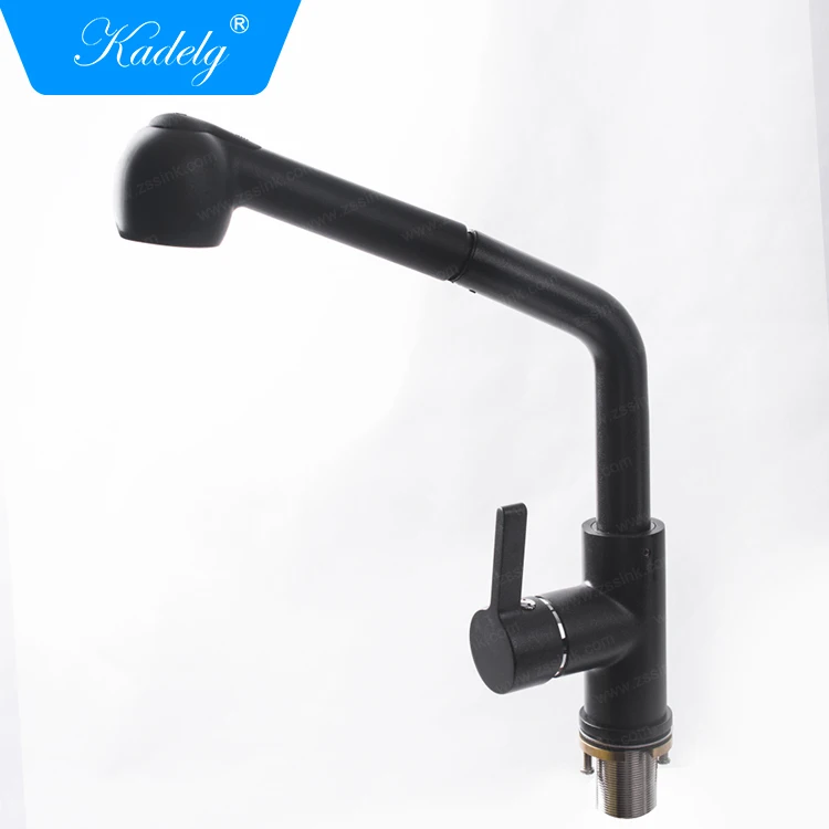 New Faucet Single Handle Drawing Brass Black Mixer Kitchen Tap