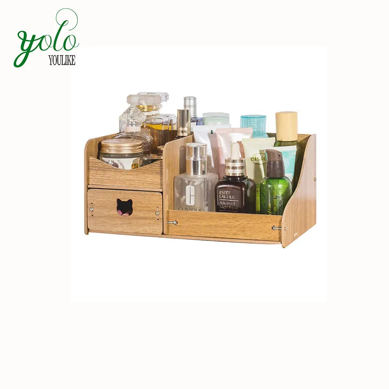 Creative Multifunction Wooden Cosmetics Storage Box,Makeup Organizer