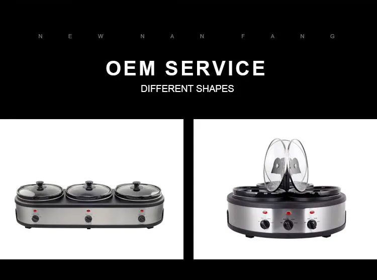 Factory supply 2.4qt smart pot multi buffet server commercial ceramic triple slow cooker