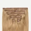Clip In Hair Extensions Straight Machine Made100% Human Hair Full Head clips blonde Ash Color